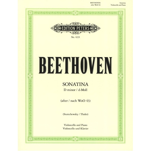 Beethoven Sonatina in D Minor for Cello and Piano - Edition Peters