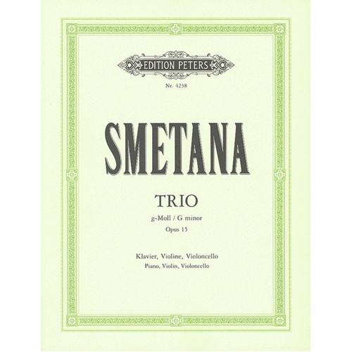 Smetana - Piano Trio G Minor Op 15 Score/Parts Book