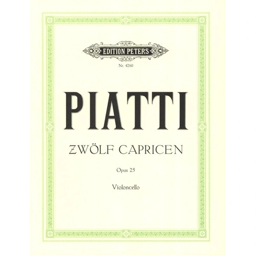 Piatti 12 Caprices Op. 25 for Solo Cello, Edition Peters