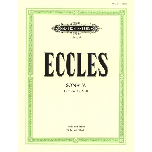 Eccles Sonata in G Minor for Viola and Piano, Edited by Klengel, Edition Peters