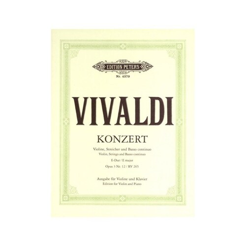 Concerto Op 3 No 12 E Rv 265 Violin/Piano Urtext (Softcover Book)