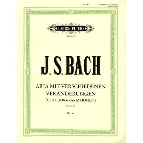 Bach Goldberg Variations BWV 988 for Piano, Edited by Kurt Soldan, Includes Fingerings and Introductory Text, Piano Solo, Edition Peters
