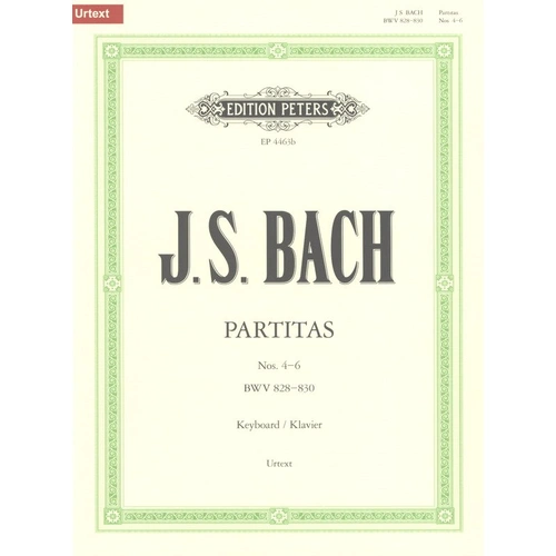 Bach - Partitas Vol 2 Nos 4-6 BWV 828-830 for Piano - Edition Peters