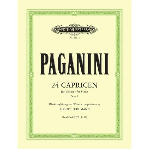 Paganini 24 Caprices Vol. 1 for Violin and Piano Accompaniment by Robert Schumann