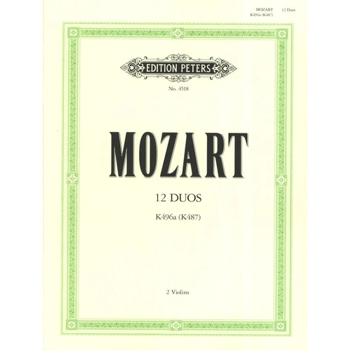 Mozart 12 Easy Duets K 496A for 2 Violins, Edition Peters