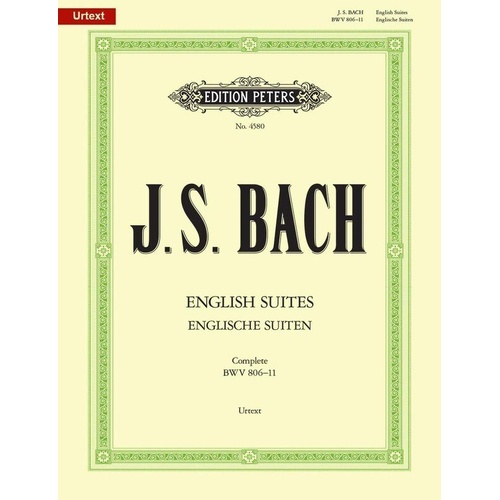 Bach English Suites BWV 806-811 Complete for Piano Solo - Edition Peters