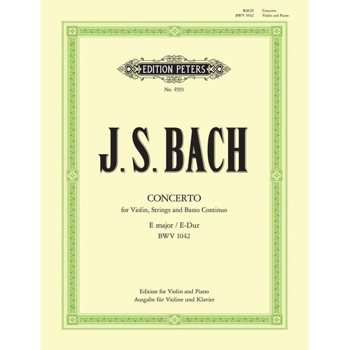 Bach - Concerto No 2 in E Major BWV 1042 for Violin and Piano Sheet Music