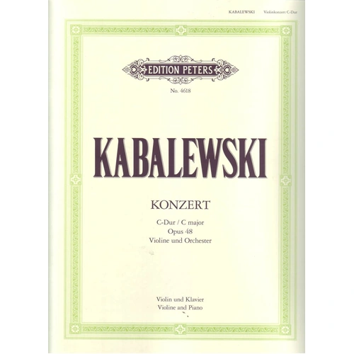 Kabalevsky Concerto C Major Op. 48 for Violin and Piano Reduction, Edition Peters