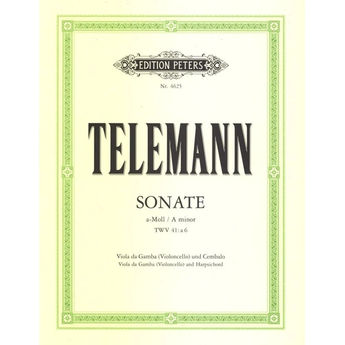 Telemann - Sonata in A Minor for Cello and Piano, Edition Peters