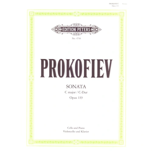 Prokofieff Sonata in C Major Op. 119 for Cello and Piano - Edition Peters