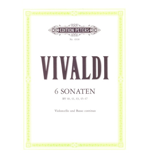 Vivaldi - 6 Sonatas for Cello and Piano, Edition Peters