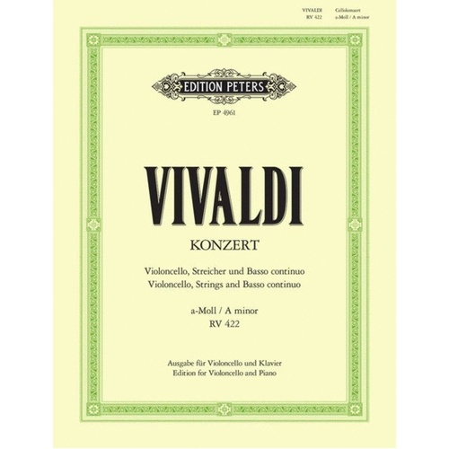 Concerto in A Minor RV 442 for Cello by Vivaldi - Edition Peters