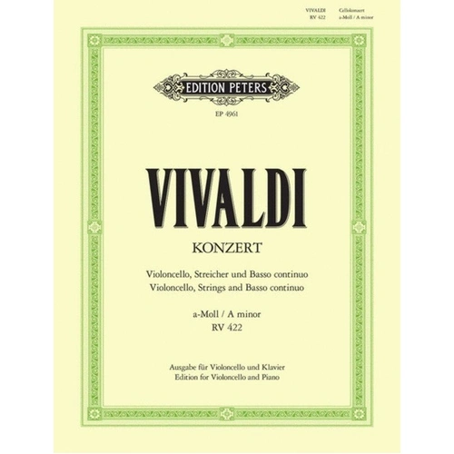 Vivaldi Concerto A Minor RV 442 for Cello, Edition Peters