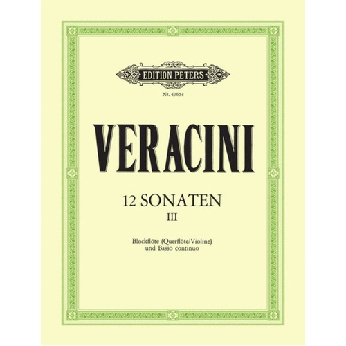 Sonatas 12 Book 3 Op 1 Nos 7-9 Rec Or Violin Piano (Softcover Book)