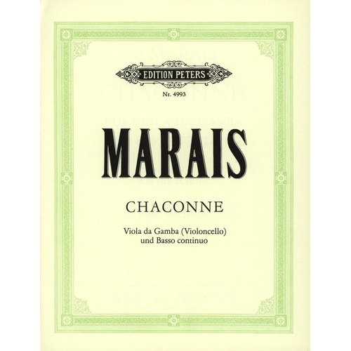 Chaconne D for Cello by Marin Marais, Edition Peters, 1 Page