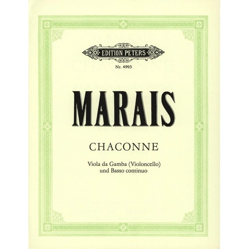 Chaconne D for Cello by Marin Marais, Edition Peters, 1 Page