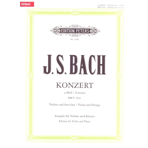 Bach Concerto No 1 in A Minor BWV 1041 for Violin and Piano, Edition Peters, Advanced Level, 1 Page