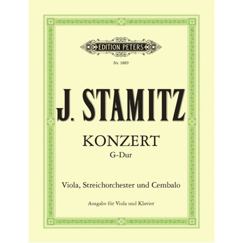 Stamitz - Concerto G Viola/Piano (Softcover Book)