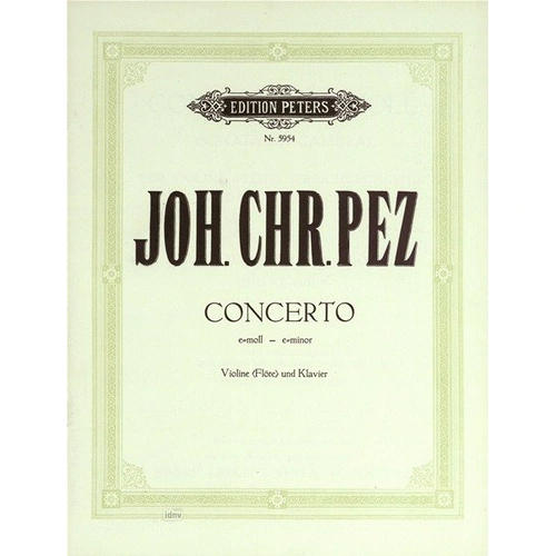 Concerto E Minor for Violin and Piano by Johann Christoph Pez, Edition Peters, 1 Page
