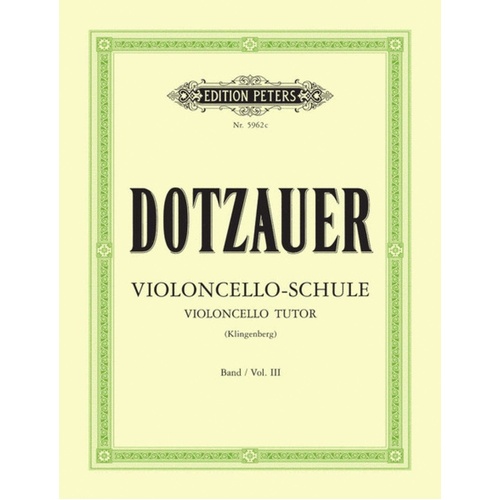 Dotzauer - Cello Tutor Vol 3 Ed Klingenberg (Softcover Book)