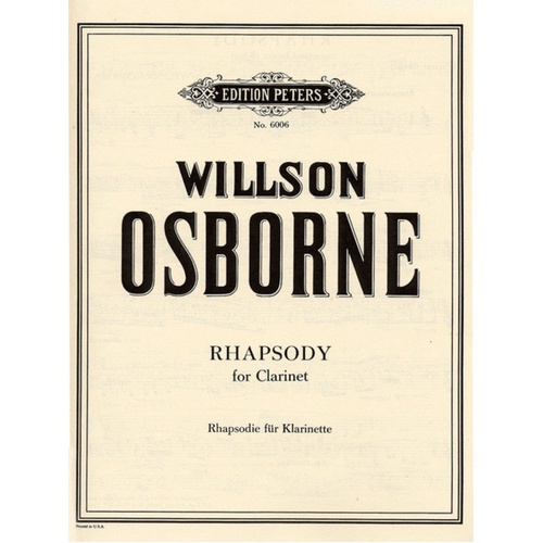 Rhapsody For Clarinet clarinet Solo (Softcover Book)