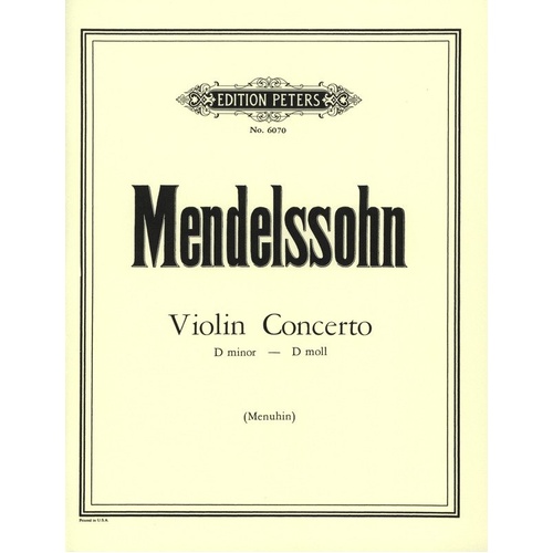 Mendelssohn Concerto in D Minor for Violin and Piano, Edition Peters, 1 Page
