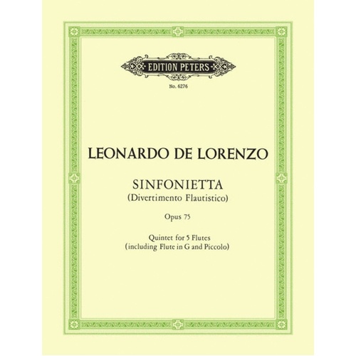 Sinfonietta Op 75 Flute Quintet (Music Score/Parts) Book