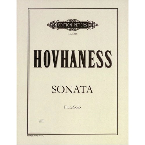 Sonata FLT Solo for Flute by Alan Hovhaness, Edition Peters, 1 Page