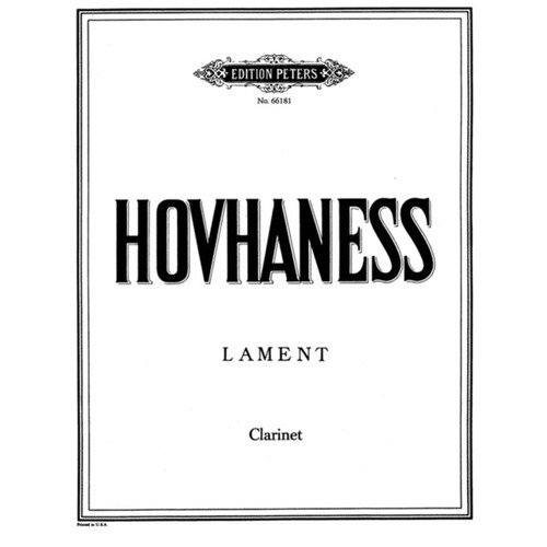 Lament For Solo Clarinet Op 25 (Softcover Book)