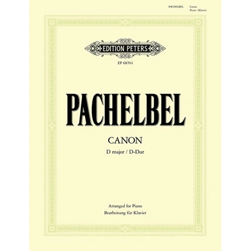 Pachelbel's Canon in D for Piano Solo - Arranged by Mary Cohen - 8 Pages - Edition Peters