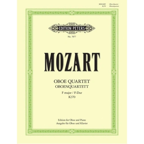 Mozart Oboe Quartet in F K 370 Piano Arrangement by Hodgson