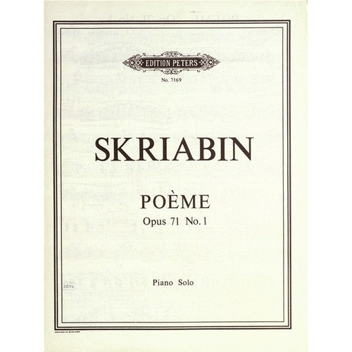 Poeme Op. 71 No. 1 by Alexander Scriabin - Piano Solo Sheet Music