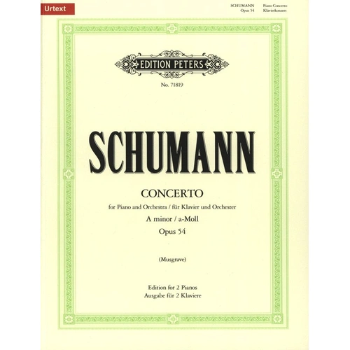 Schumann Piano Concerto A Minor Op. 54 for 2 Pianos 4 Hands Urtext Edition
