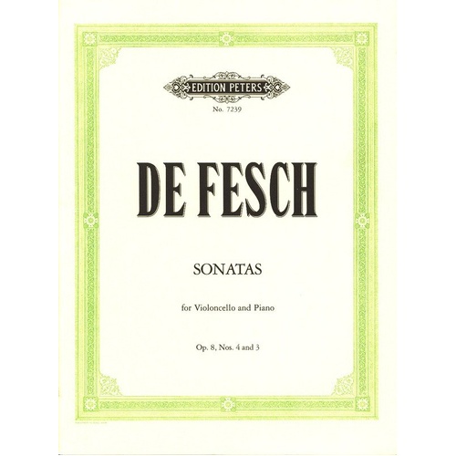 De Fesch Sonata in D Minor Op 8 No 3 for Cello and Piano - Edition Peters