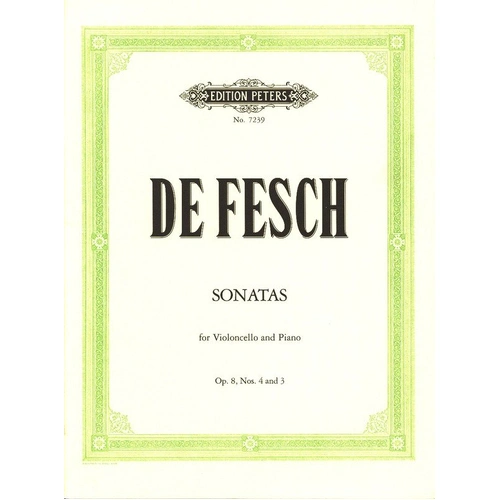 DE FESCH Sonata in D Minor Op. 8 No. 3 for Cello and Piano - Edition Peters