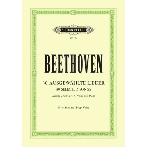 Beethoven 30 Selected Songs High Voice/Piano German (Softcover Book)