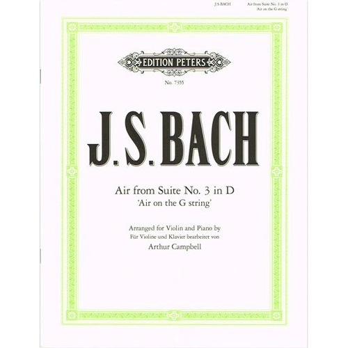 Bach - Air on the G String for Violin/Piano, Edition Peters, 1 Page