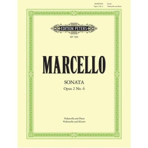 Marcello - Sonata In G Op 2 No 6 Cello/Piano (Softcover Book)