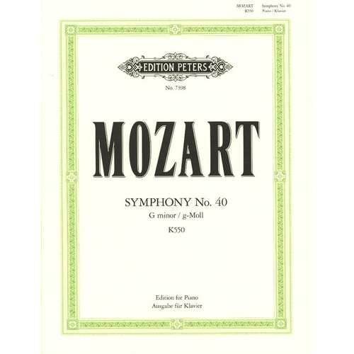 Mozart Symphony No. 40 in G Minor K 550 for Piano Solo by Edition Peters