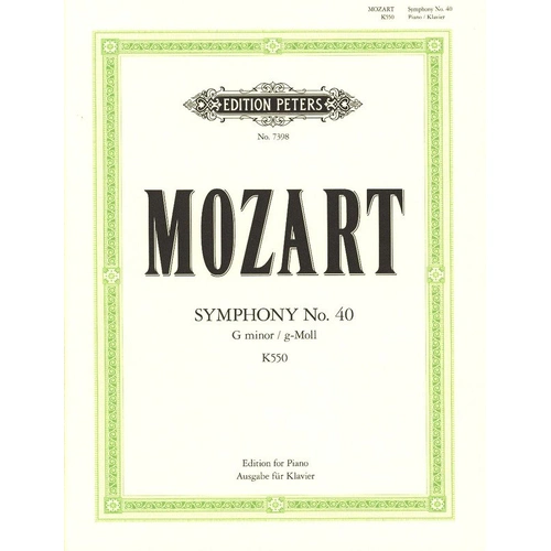 Mozart Symphony No. 40 in G Minor K 550 for Piano Solo by Edition Peters
