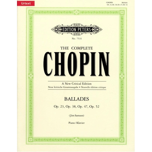 Chopin Ballades New Critical Edition - Piano Solo, Op. 23, 38, 47, 52, Edition Peters
