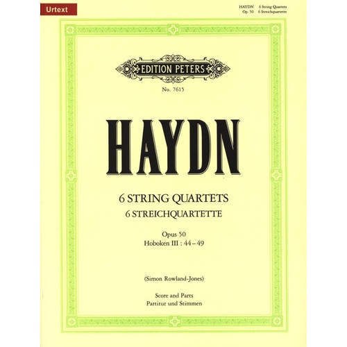 String Quartets Op. 50 Hob. 3 No. 44-49 Sc/Pts by Joseph Haydn, Edition Peters