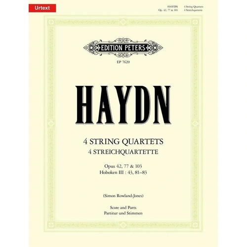 4 String Quartets Op. 42, Op. 77, Op. 103 by Joseph Haydn, Edition Peters, String Quartet Format