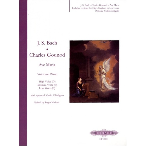 Ave Maria for High, Medium, and Low Voice - Gounod/Bach, Edition Peters, 1 Page