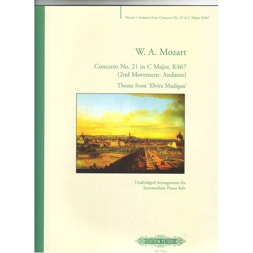 Mozart Piano Concerto No. 21 K 467 Andante Elvira Madigan Theme for Solo Piano, Arranged by Ian Flint, Edition Peters, 1 Page
