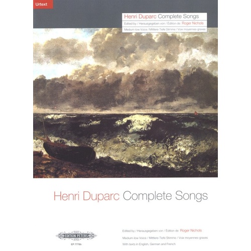 Duparc Complete Songs for Low Voice Vocal Score - Edition Peters
