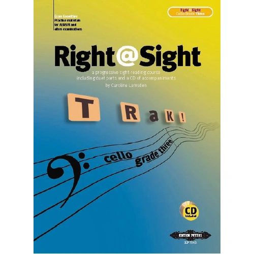 Right @ Sight Cello Grade 3 Book/CD by Caroline Lumsden - Cello Edition Peters EP7843
