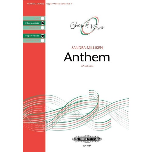 Anthem SSA/PNO Choral Score by Sandra Milliken, Edition Peters, 1 Page