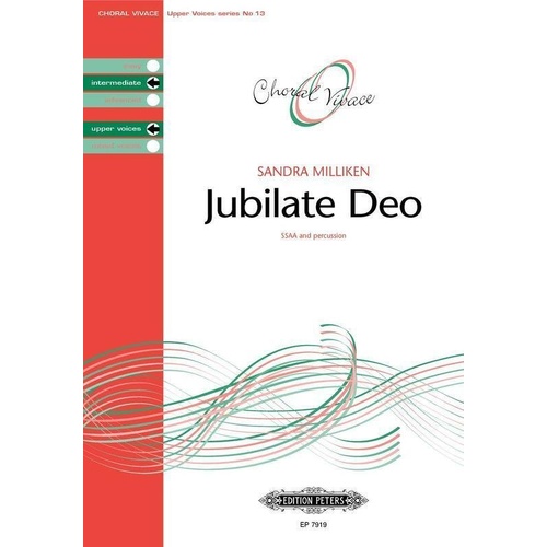 Jubilate Deo SSA/PERC Choral Score by Sandra Milliken, Edition Peters
