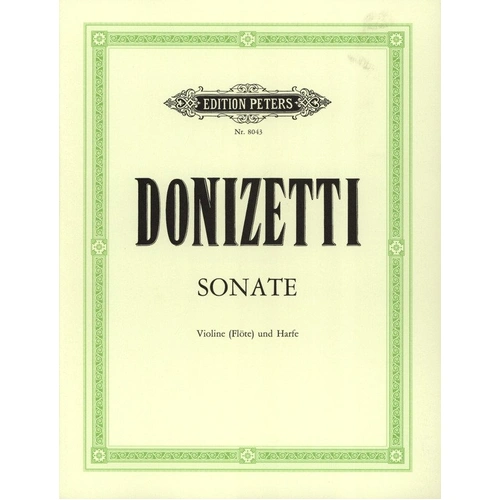 Sonata for Violin and Harp by Gaetano Donizetti, Edition Peters, String Duo, 1 Page